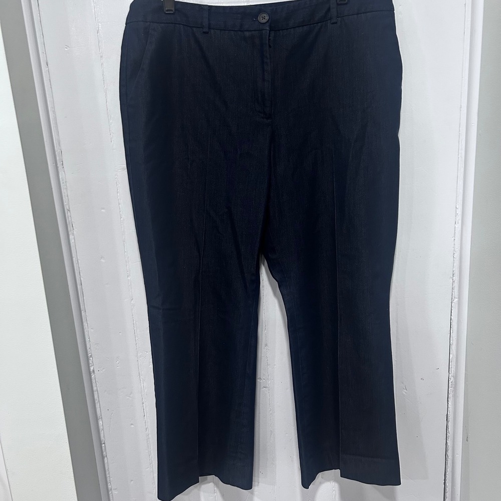 Talbots Petites Raleigh Pants 16P Dark Wash Denim Cotton Blend Straight Leg